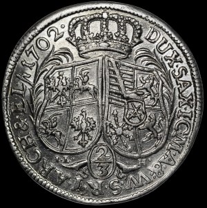 August II the Strong, 2/3 thaler 1702 ILH, Dresden - beautiful