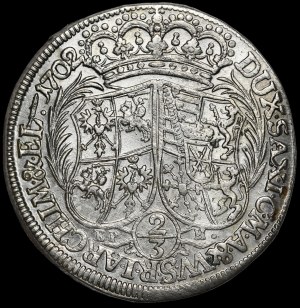 August II the Strong, 2/3 thaler 1702 EPH, Leipzig - rare