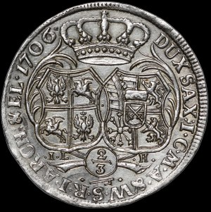 August II the Strong, 2/3 thaler 1706 ILH, Dresden - rare