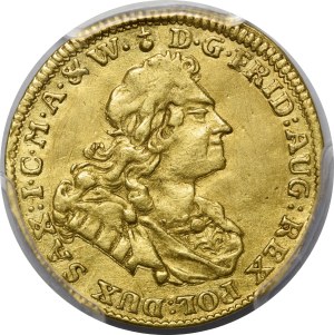 August II the Strong, Ducat 1727 IGS, Dresden - very rare