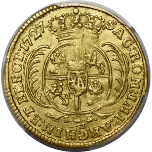 August II Mocny, Dukat 1727 IGS, Drezno - b. rzadki