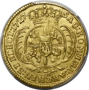 August II the Strong, Ducat 1727 IGS, Dresden - very rare