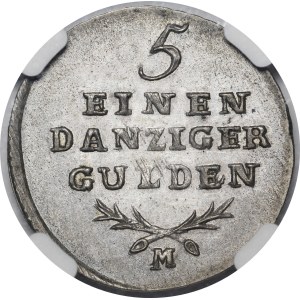 Wolne Miasto Gdańsk, 1/5 guldena 1809 M - próba - rzadkość