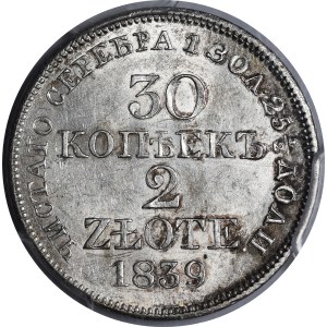 Polska, Zabór rosyjski, 30 kopiejek = 2 złote 1839 MW, Warszawa