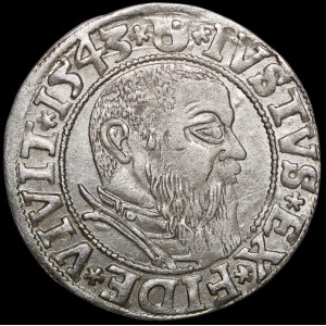 Prusy Książęce, Albrecht Hohenzollern, Grosz 1543, Królewiec - piękny