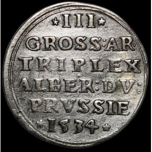 Prusy Książęce, Albrecht Hohenzollern, Trojak 1534, Królewiec - b. rzadki
