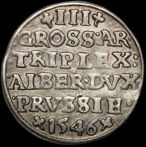 Ducal Prussia, Albrecht Hohenzollern, Trojak 1546, Königsberg - undescribed