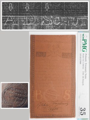 50 gold 1794 - filigree fragment [ AD SCHUT ] - ser. B - BEAUTIFUL DRY SEAL