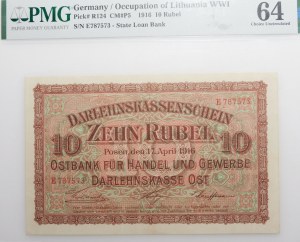 Poznan, 10 rubles 1916 - ser. E