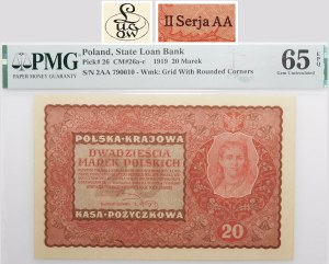 20 Polish marks 1919 - II Ser. AA - first two-letter series