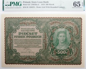 500 Polish marks 1919 - II Ser. U - single letter series
