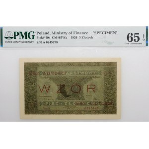 5 złotych 1926 bilet państwowy - WZÓR - PIĘKNY