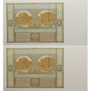 50 złotych 1929 x2 - ser. EJ. - para o kolejnych numerach