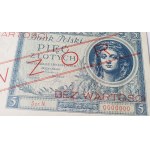 5 złotych 1930 - ser. N. 0000000 - WZÓR - PIĘKNY