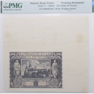 20 Zloty 1936 - Serie. DB - unvollendeter Druck - Blattmarke E