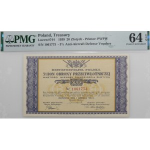 20 złotych 1939 - 3% Bon Obrony Przeciwlotniczej