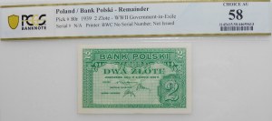 2 zloty 1939 - without series and numbering imprint