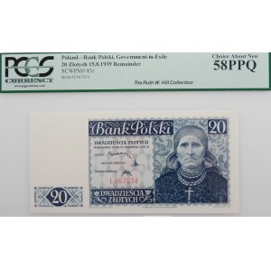 20 złotych 1939 - ser. L - druk TDLR
