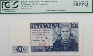 20 gold 1939 - ser. L - TDLR printing