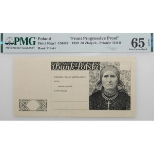 20 złotych 1939 - próba druku stalorytniczego awersu - RZADKIE