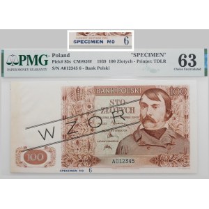100 złotych 1939 - ser. A - WZÓR - SPECIMEN No 6