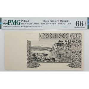 100 złotych 1939 - próba druku stalorytniczego rewersu - RZADKIE