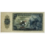20 złotych 1939 - SPECIMEN - druk ABNCo - szeroki margines