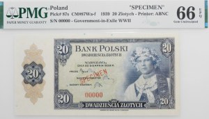 20 gold 1939 - SPECIMEN - ABNCo printing