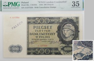 500 Gold 1940 - LONDON FALSE - RARE TYPE OF MARKING.