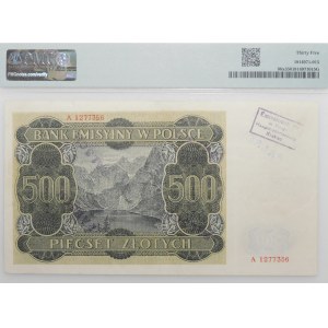 500 złotych 1940 - FAŁSZERSTWO LONDYŃSKIE - RZADKI TYP OZNACZEŃ