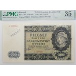 500 złotych 1940 - FAŁSZERSTWO LONDYŃSKIE - RZADKI TYP OZNACZEŃ