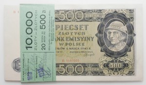 Bank parcel 500 gold 1940 - ser. B - 20 pieces