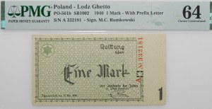 1 mark 1940 Lodz ghetto - ser. A num. 6-digit - No. 33XXXX