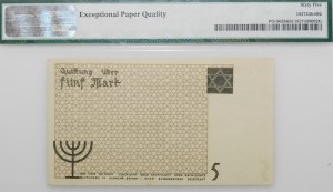 5 marks 1940 Lodz ghetto - paper cardboard - No. 100XXX