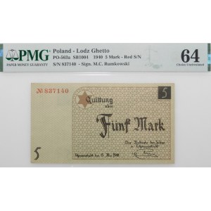 5 marek 1940 getto łódzkie - papier standardowy - Nr 83XXXX