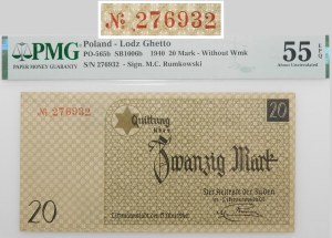 20 marks 1940 - Lodz ghetto - numerator type III - No. 27XXXX