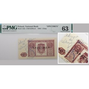 1 złoty 1946 - AKCEPT DO ZBIORU KLISZ - SPECIMEN