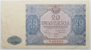 20 gold 1946 - ser. D - variety in blue