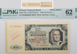 20 gold 1948 - ser. OO 0000000 - MODEL No 000027 - RARE