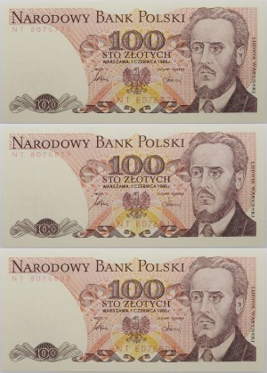 set of 3 x 100 gold 1986 - ser. NT