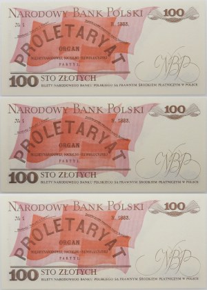 set of 3 x 100 gold 1986 - ser. NT