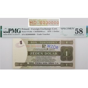 1 dolar 1979 PeKaO (Pewex) - ser. HD 0000000 - WZÓR