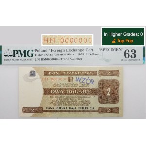 2 dolary 1979 PeKaO (Pewex) - ser. HM 0000000 - WZÓR