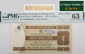 2 Dollars 1979 PeKaO (Pewex) - ser. HM 0000000 - PATTERN