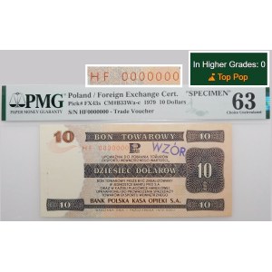 10 dolarów 1979 PeKaO (Pewex) - ser. HF 0000000 - WZÓR