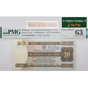 20 dolarów 1979 PeKaO (Pewex) - ser. HH 0000000 - WZÓR