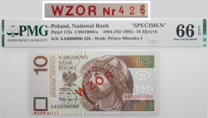 10 zloty 1994 - ser. AA 0000000 - MODEL - No. 426 (3-digit)