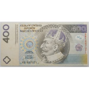 PWPW - 400 złotych 1996 - Zygmunt III Waza - WZÓR na rewersie