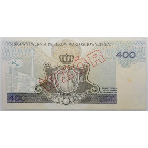 PWPW - 400 złotych 1996 - Zygmunt III Waza - WZÓR na rewersie