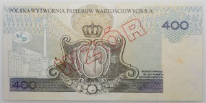 PWPW - 400 zloty 1996 - Sigismund III Vasa - MODEL on the reverse side.
